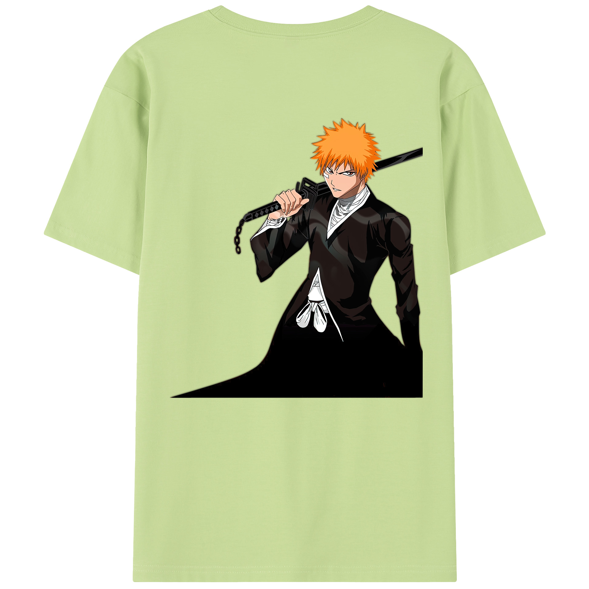（画像用） ブリーチ 黒崎一護（くろさき いちご）BLEACH Kurosaki Ichigo 綿100％半袖Tシャツ（背面プリント）